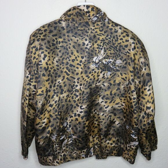 Y2K Leopard Bomber Jacket Animal Print Iconic 2000s Luxury - Size L - Picture 2 of 7